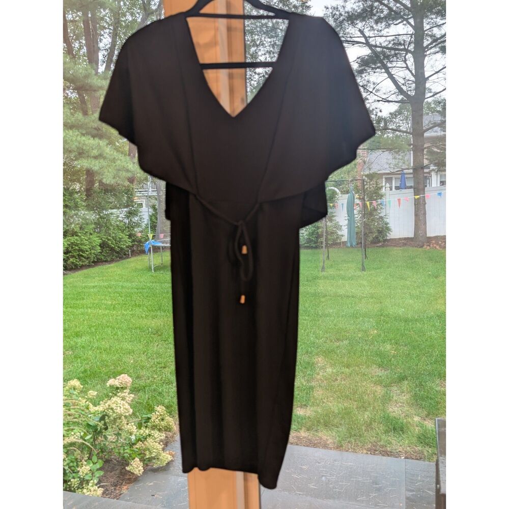Another Story Black Flutter Sleeve Drawstring Waist Mini Dress Size XS